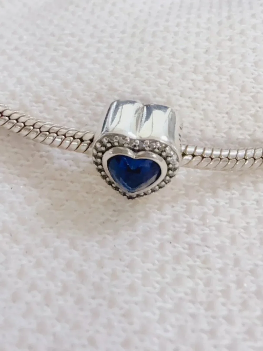 Sparkling Levelled Blue Heart Charm For Pandora Bracelet